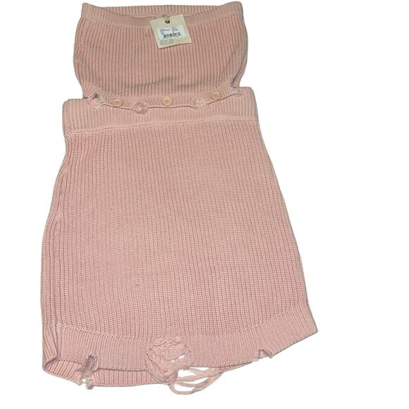 SER.O.YA Lola Strapless Distressed Sweater Mini Dress in Cintz Rose M NWT - Picture 3 of 9